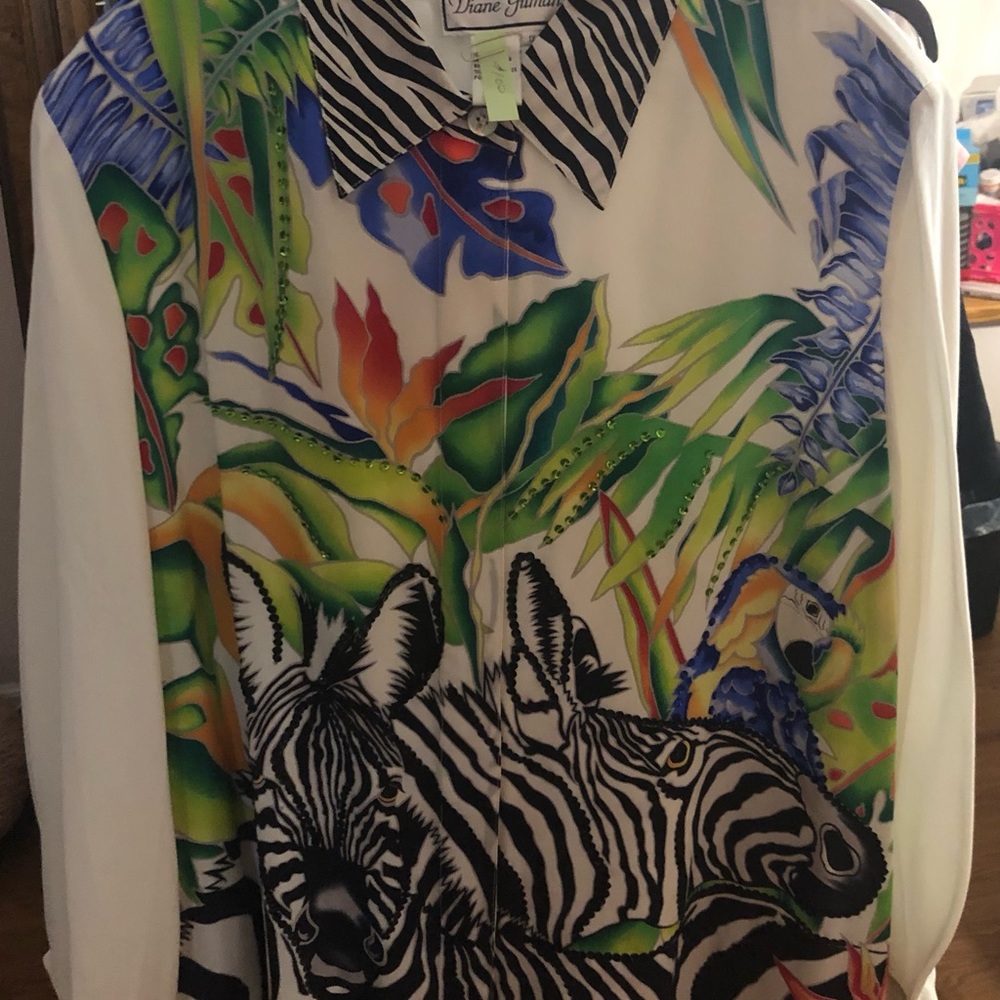 Retired Rare Vintage Diane Gilman long sleeve silk blouse in size 1X. Only $95!